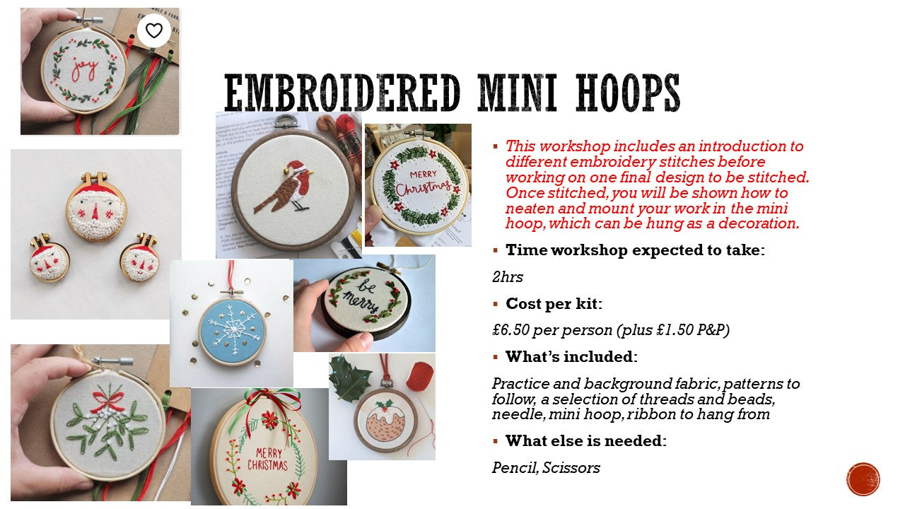 Embroidered mini hoop workshop