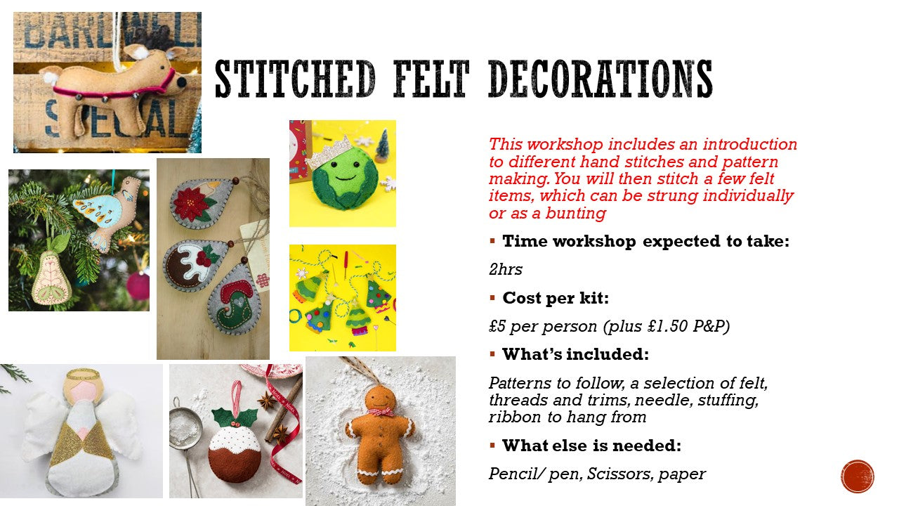 Stitched Felt decorations workshop